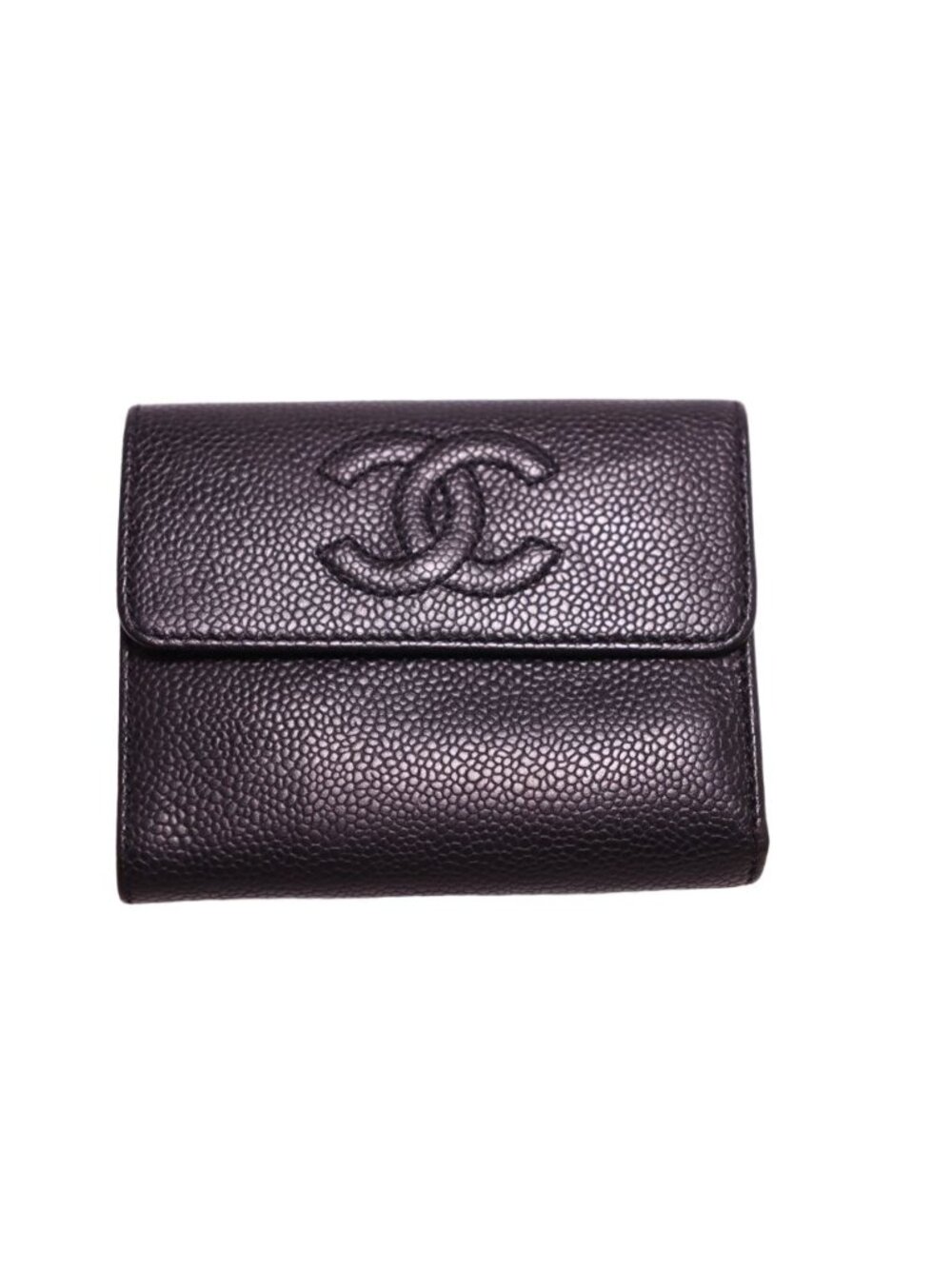 Chanel No 5 CC Logo Caviar Leather Trifold Wallet